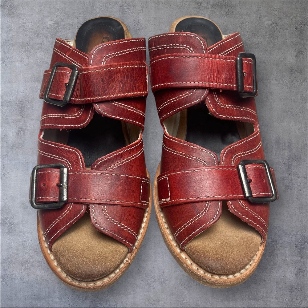 Freebird Caprice By Steven Red Leather Slip On Sandals Womens 8 Coastal Cowgirl - Picture 2 of 11